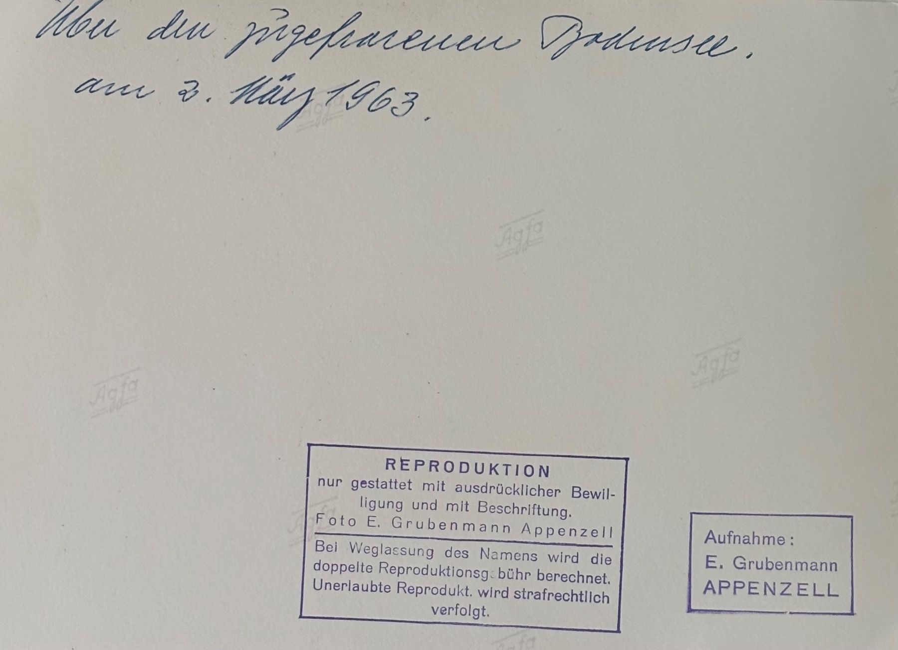 Cartoline postali: Foto E. Grubenmann, Appenzell, Seegfrörni Bodensee, 13x18 cm – Usato da Frauenfeld venduto da Merk52 1