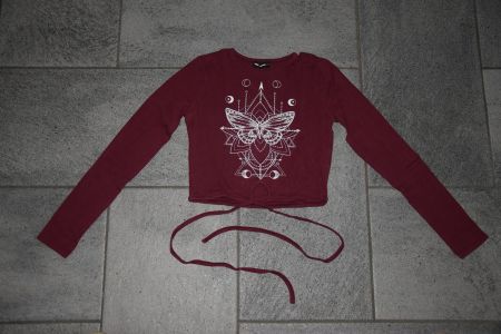 Damen Crop langarm Shirt gr. M - Schmetterling
