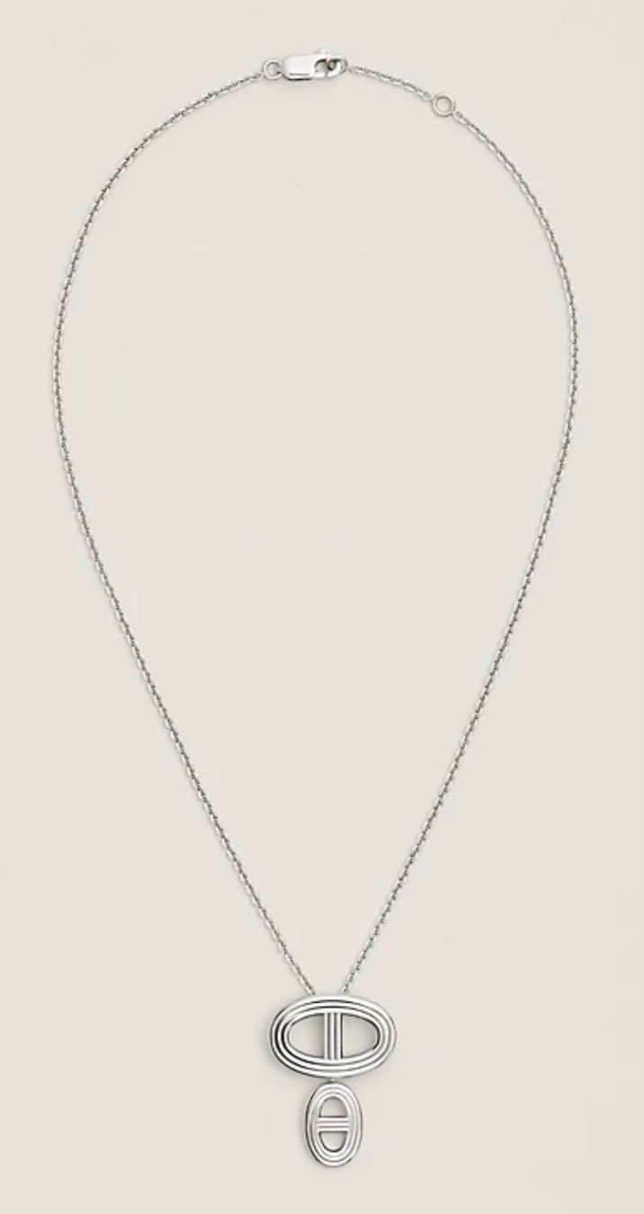 Hermès Catenine: HERMES authentique collier chaine pendentif double ancre – Usato da Yens venduto da Mariedjo