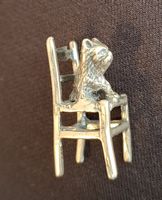 Miniatur Figur Hund auf Stuhl Silber 925 