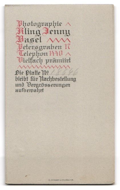 Fotografie & Manifesti: Fotografie Kling Jenny, Basel, Petersgra – Usato da Berlin venduto da bartko-reher 1