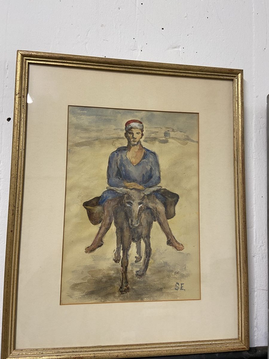 Dipinti: Mann mit Esel, Aquarell, Sophie Egger Looser – Usato da Dietikon venduto da brocki-eyra