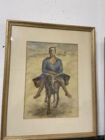 Mann mit Esel, Aquarell, Sophie Egger Looser
