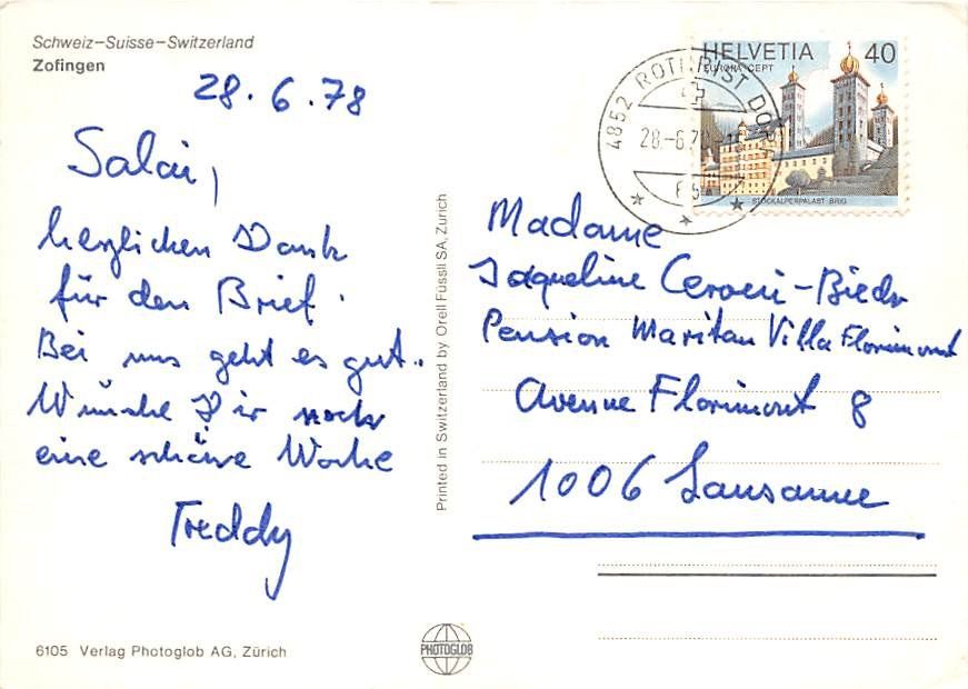 Cartes postales: AG - Zofingen – D'occasion à Ottikon b.Kemptth. par Neptun1974 1
