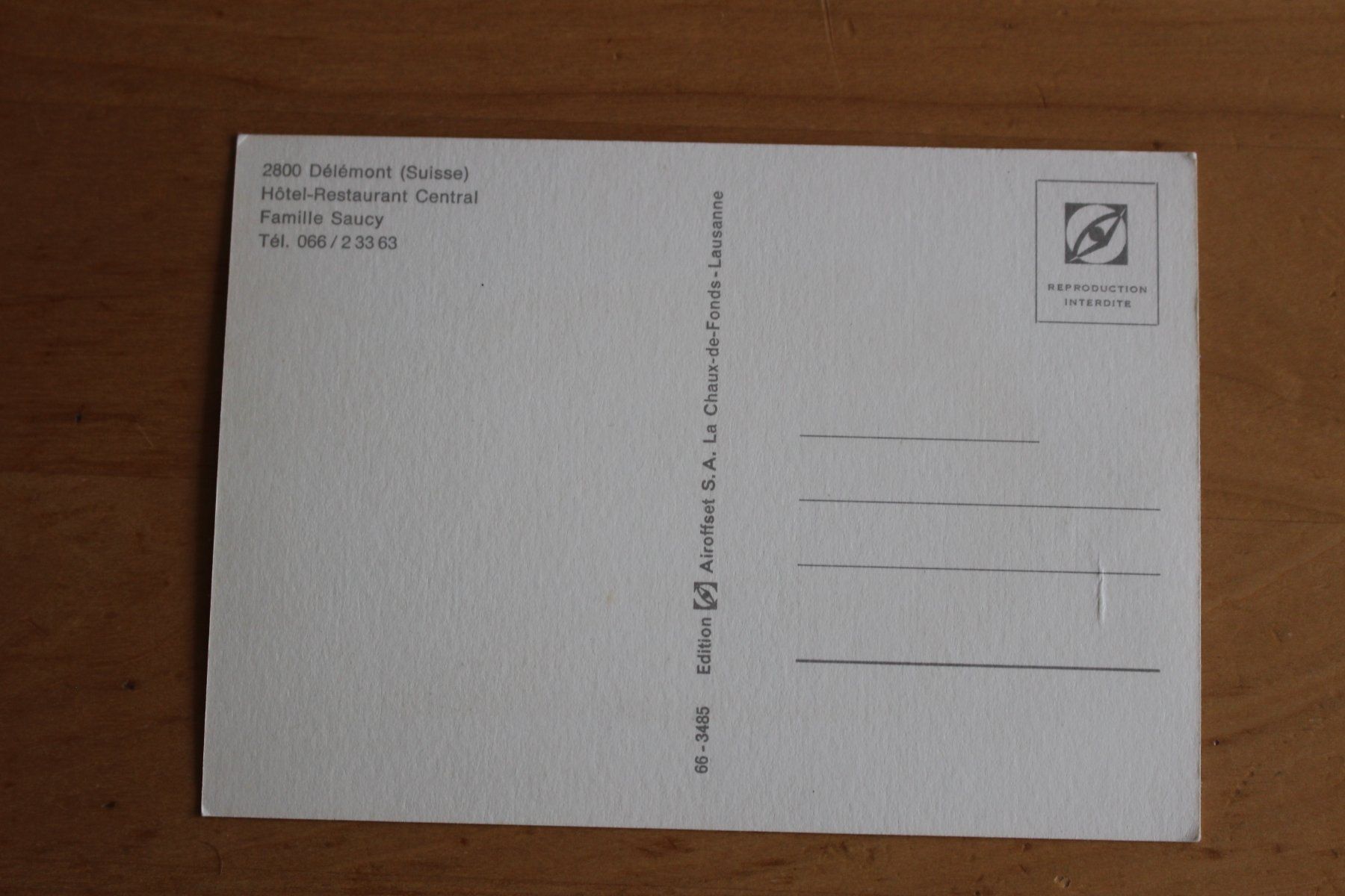 Cartoline postali: Alte Ansichtskarte von Delémont - Restaurant Central! – Usato da einsiedeln venduto da Huttli 1