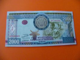 Burundi 2000 Francs 2008, P-47, Afrika, Selten, Zustand Unc