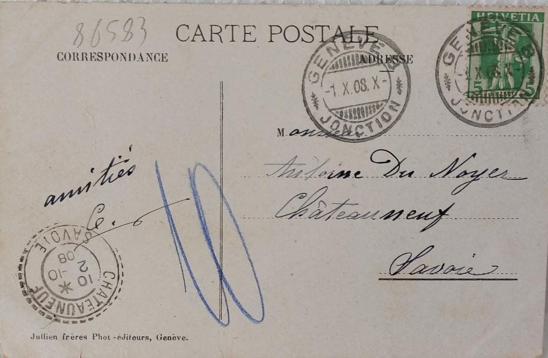 Ansichtskarten: GENÈVE - Le Port - 1908 – Gebraucht aus Delémont von Domdom1 1