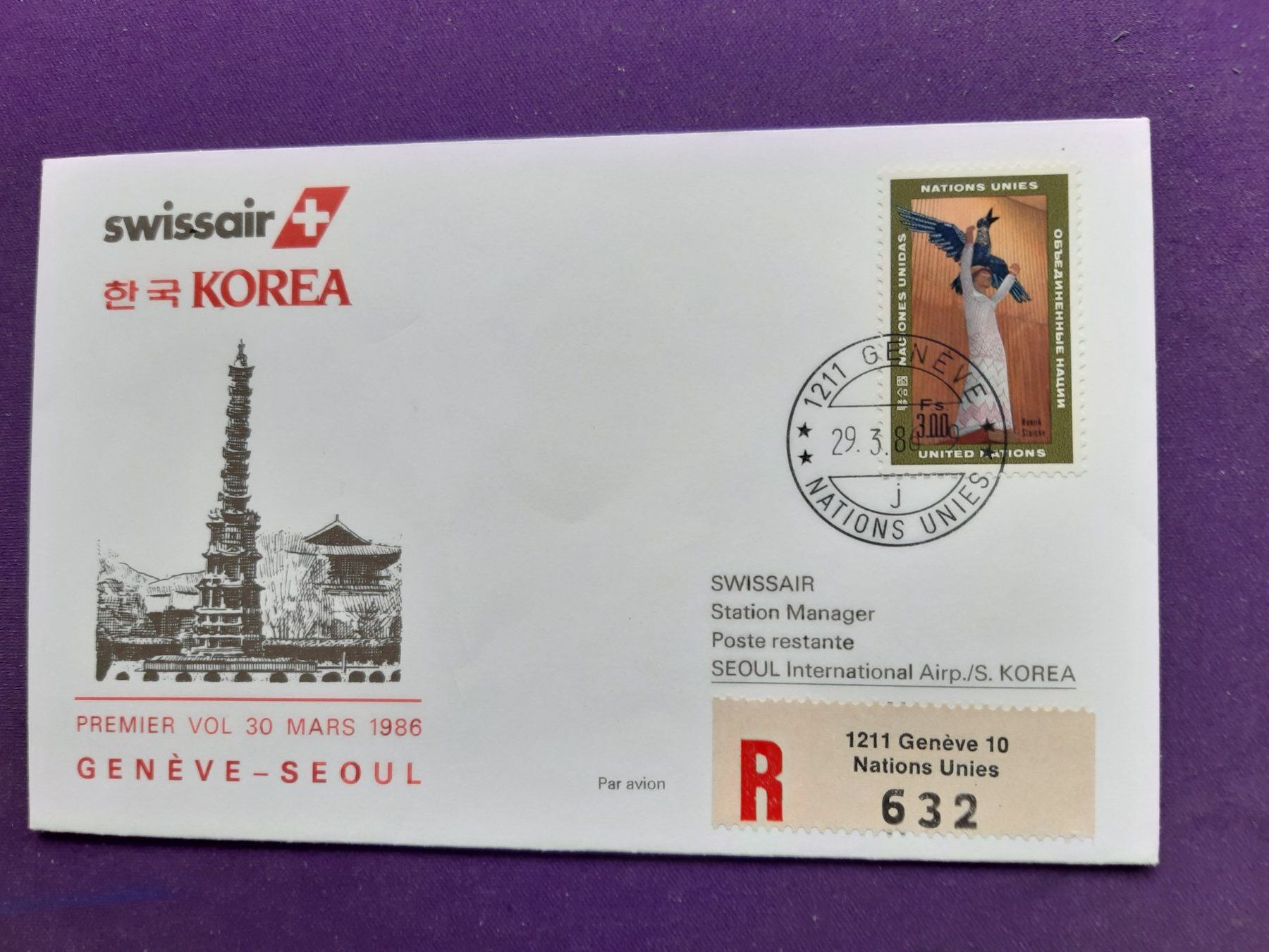 Alle Briefmarken: Flugbriefe 9 Stück, Nations unies, eingeschrieben – Neu (gemäss Beschreibung) aus Wangs von weisstannen01 2