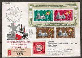 1955 : Block W35 auf Ausstellungs- R-Brief