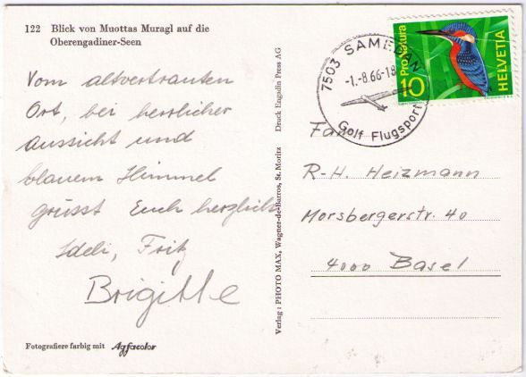 Ansichtskarten: St. Moritz - Muottas Muragl – Gebraucht aus Binningen von Mountainrider 1