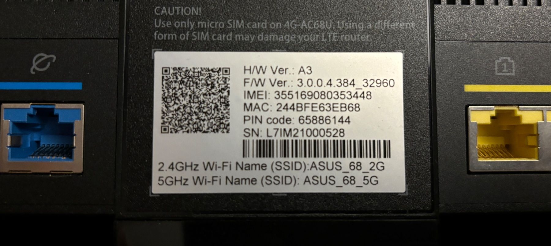 Asus Modems & Routeurs: ASUS 4G -AC68U Modem Router Wireless-AC1900 – D'occasion à Schinznach Dorf par  3