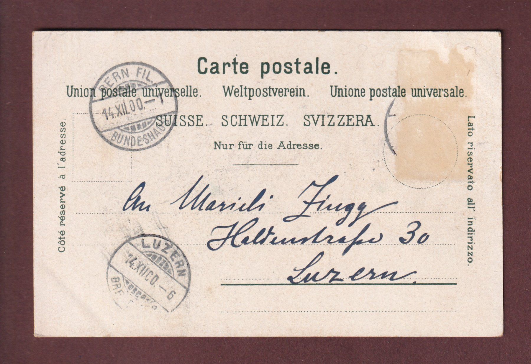 Cartoline postali: Gruss aus BERN - 1900 Litho Künzli – Usato da Pully venduto da nicecards 1