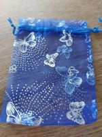 10 Organzabeutel Blau, 9*11 cm, Schmetterlingen