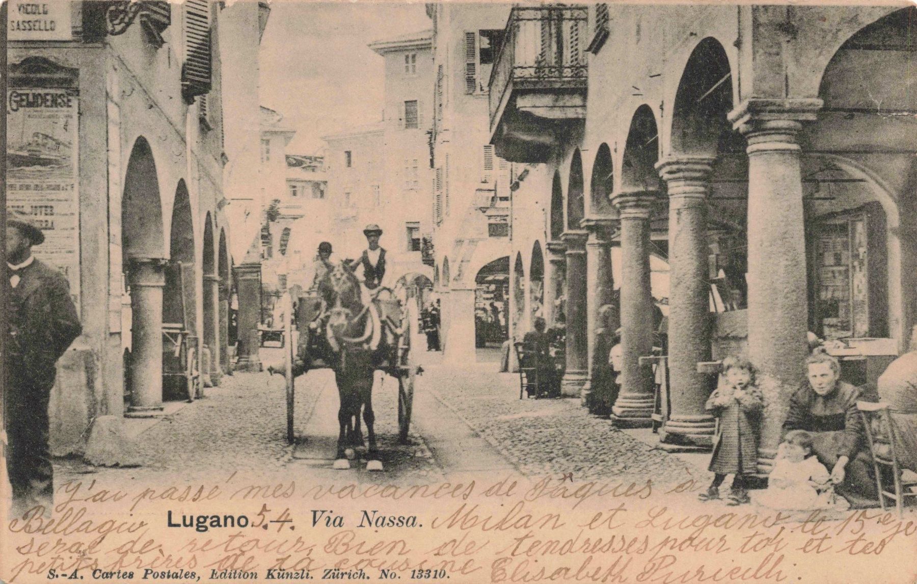 Cartoline postali: Lugano via nassa – Usato da Biasca venduto da Blenio71
