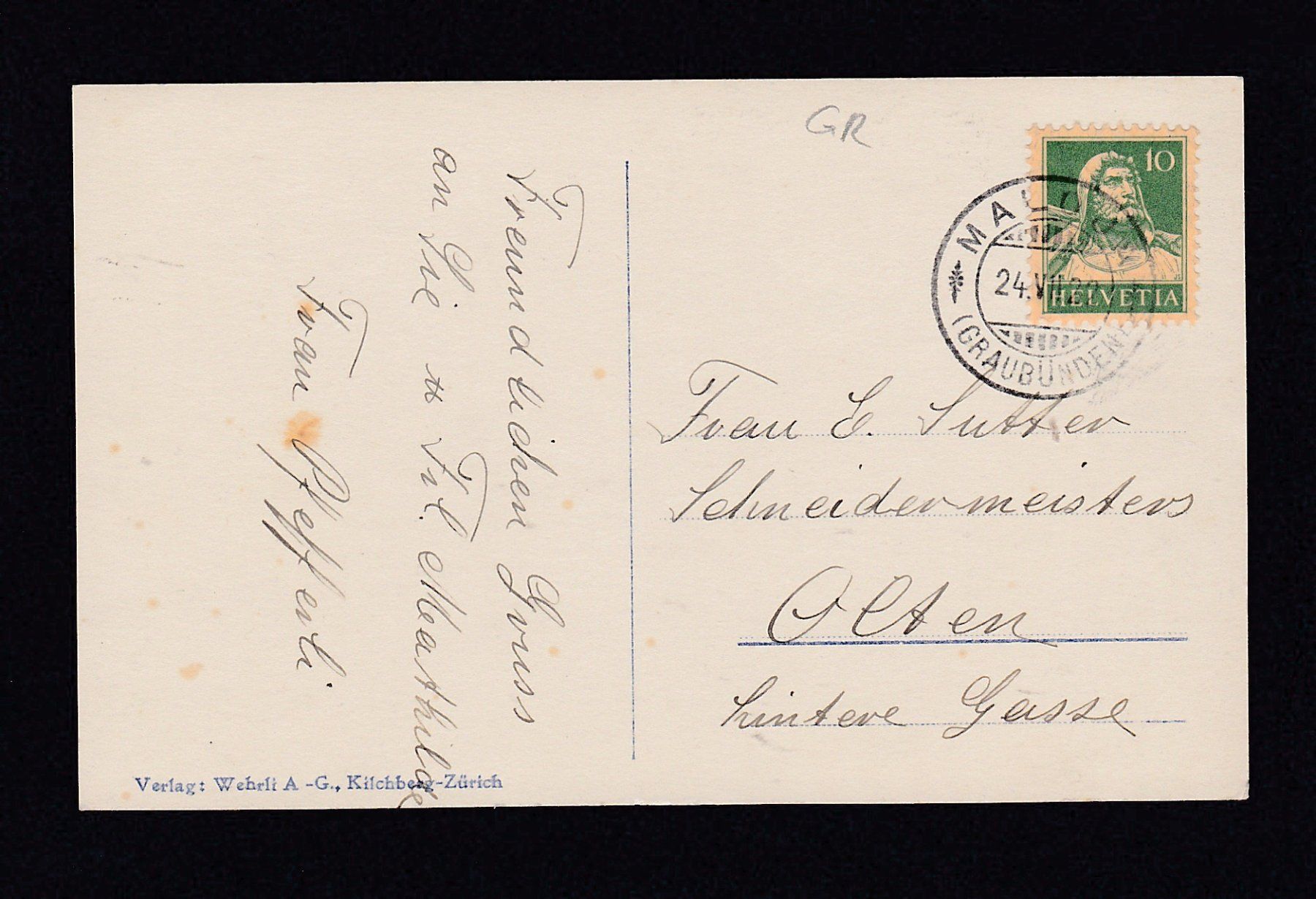 Cartoline postali: MALOJA, Hotel Post, 1922 – Usato da Reiden venduto da cinfis 1