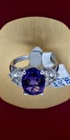 14 Karat Weissgold Ring mit Amethyst und Diamanten 