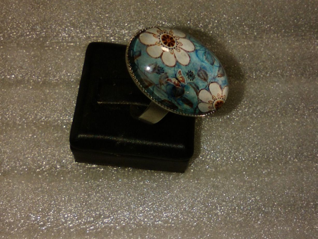 Ringe: RING EDELSTHAL,,MIT BLUMEN,,GLANZIG – Neu (gemäss Beschreibung) aus Basel von bijoutrie_4 1