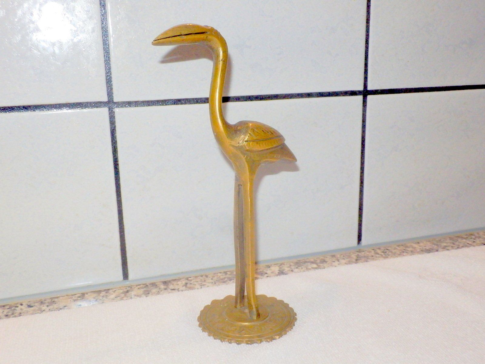Figurines: Vogelfigur, Messing, Storch oder Flamingo?,  21cm hoch – D'occasion à Ueberstorf par dinbau 1