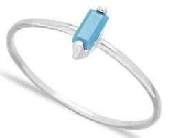Ring 925 Silber Silber Baguette rechteckig fein türkis 57