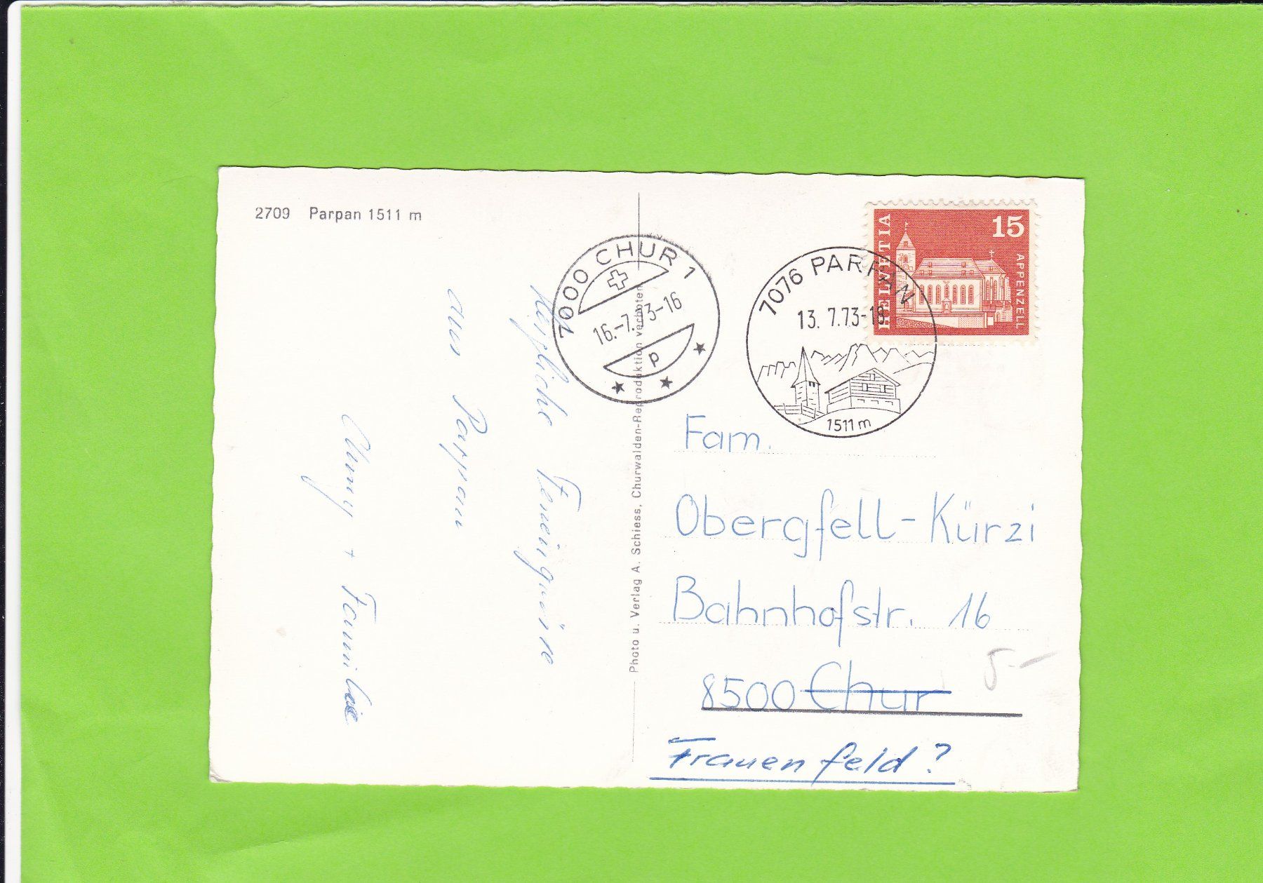 Cartoline postali: Parpan – Usato da St. Peterzell venduto da neckertal 1