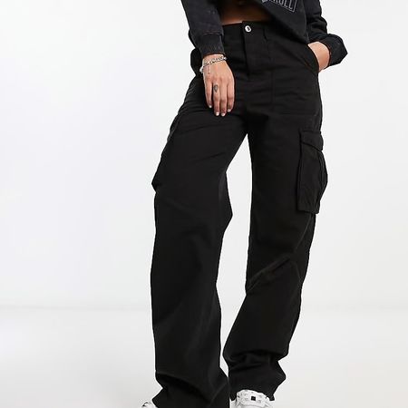 Black cargo baggy trousers, worn out a bit, size S/36
