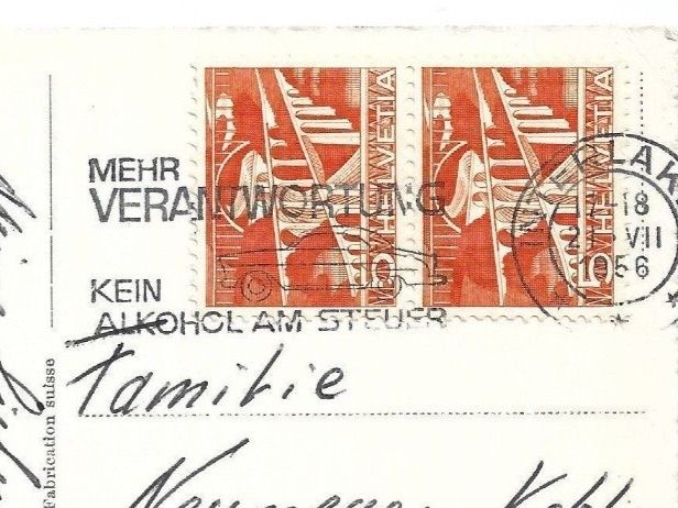 Ansichtskarten: Ansichtskarte Interlaken 1956 – Gebraucht aus Wildhaus von Hukwildhaus 2