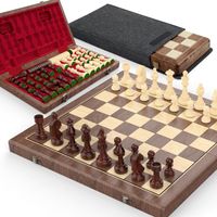38 Walnuss Magnetisches Schach- Dame-Set 2-in-1 Faltbares