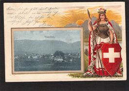 ^Prägekarte Yverdon VD , gel. 1901