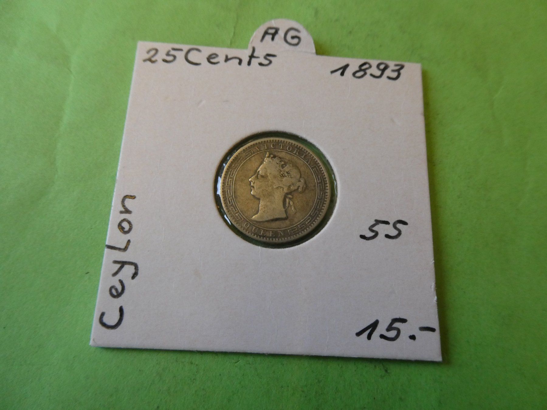 Tutti le monete: Ceylon 1893, 25 Cents    Silber – Usato da Hinterforst venduto da Rohusri