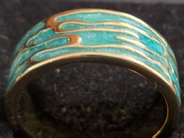 Bague Plaquée Or jaune & Colorée Turquoise taille 59 ☆☆☆☆