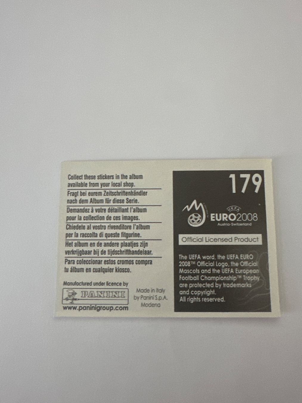 Panini Carte collezionabili: Panini UEFA EM 2008 Sticker - Nr. 179 – Usato da Sulz AG venduto da DealWerk 1