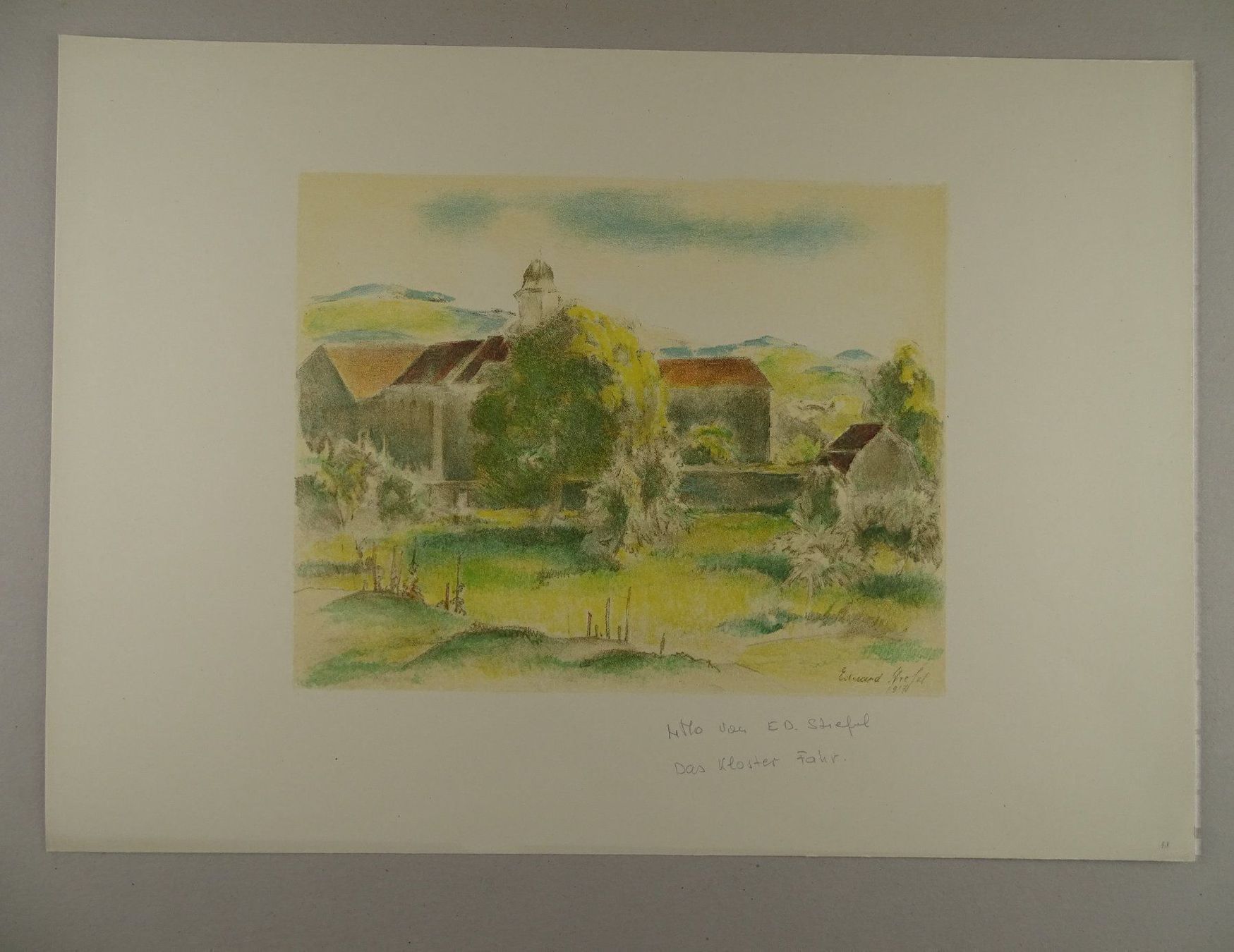 Incisioni: KLOSTER FAHR, LITHOGRAPHIE 1919 – Usato da Grüningen venduto da Kartensammler 1