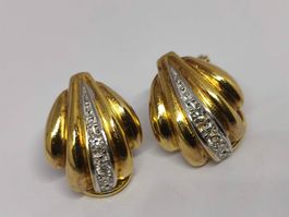Vintage Silber 925 Ohrclips mit Diamant Immitat, Rarität