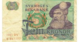 Schweden 5 Kronor 1981 Serie DY Nr. B-867777 SS