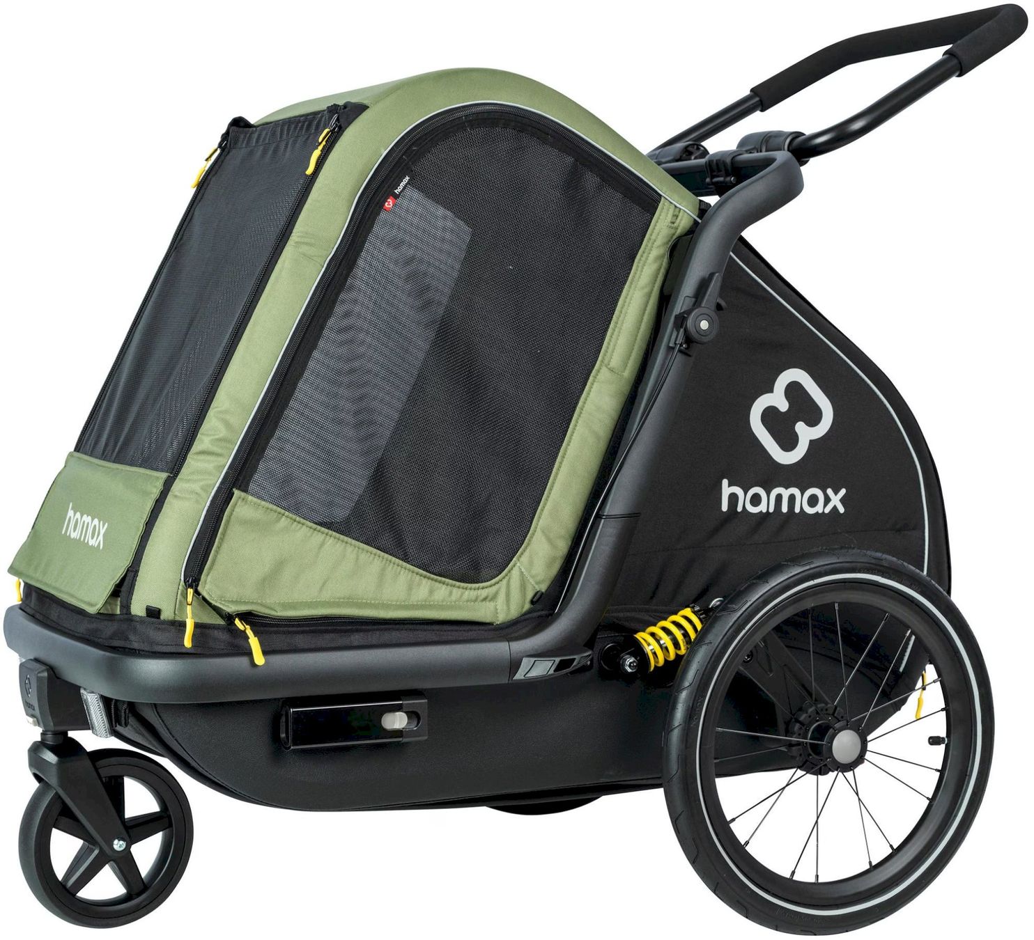 Rimorchi per biciclette: Hamax Pluto M Hundeanhänger grün/schwarz – Nuovo e nell'imballaggio originale da Bottighofen venduto da zaap