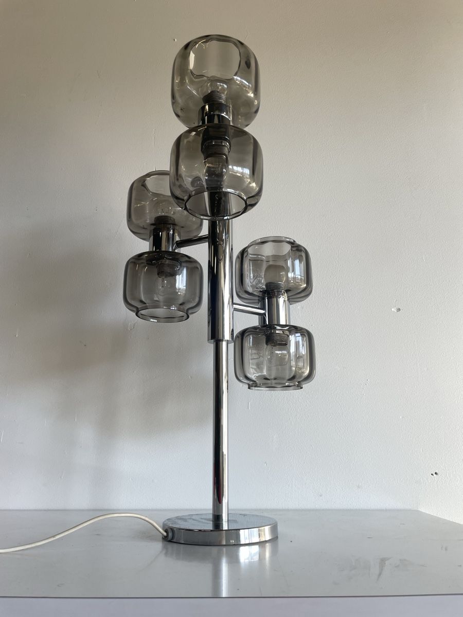 Lampade: Mid Century Space Age Rauchglas Lampe Lemag – Usato da Bern venduto da fotolog111 2