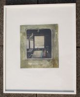 Dick Walter, Litho, Küche Kamin, Fenster, Flaschen auf Tisch