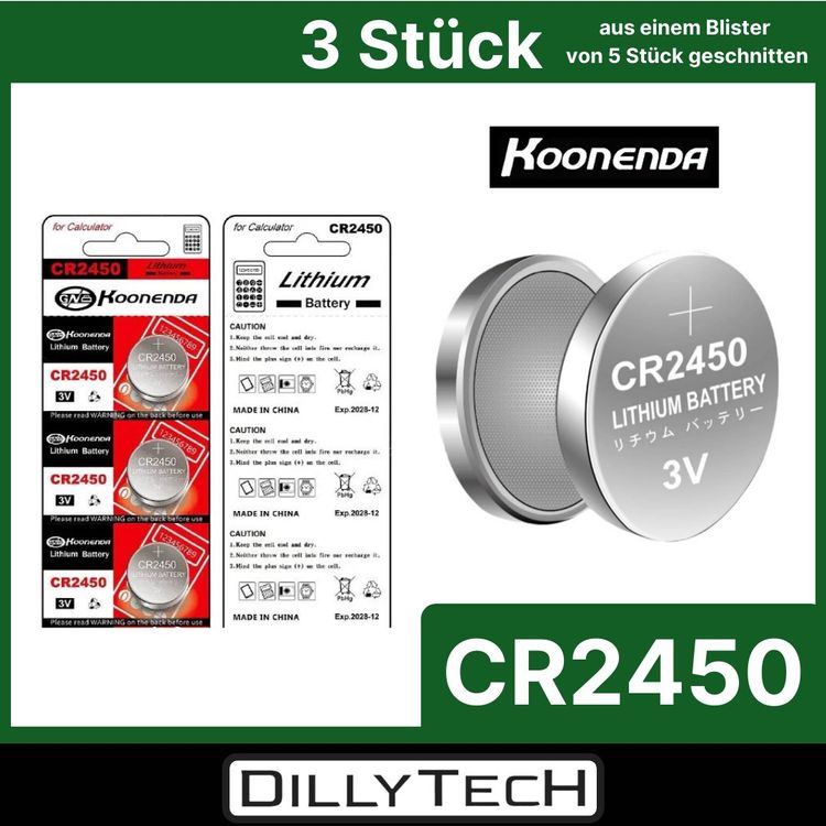 Caricatori & Batterie: Koonenda CR2450 Knopfzellenbatterie - 3 Stk. – Nuovo e nell'imballaggio originale da Erlenbach ZH venduto da dillytech.ch