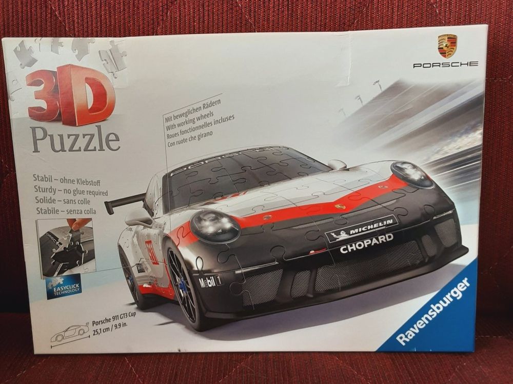 Puzzle 3D Ravensburger Porsche 911 GT3 Cup - 108 Piezas, Maqueta Para Montar (Escala 1:18)