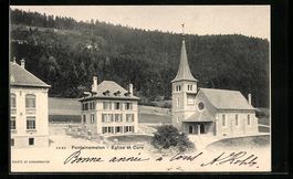 AK Fontainemelon, Eglise et Cure, 1902