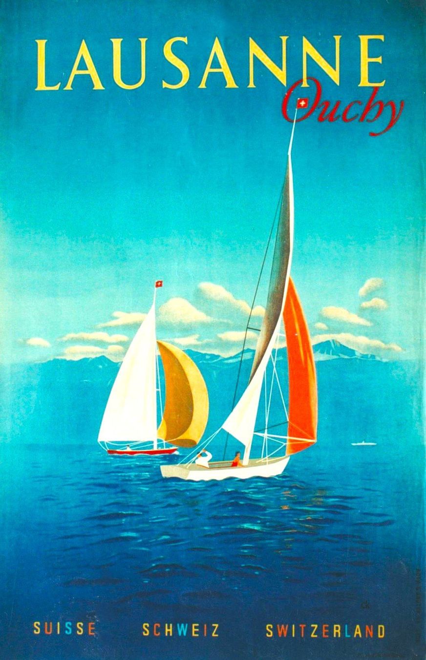 Foto & Immagini: LAUSANNE OUCHY - 1952 Affiche originale – Usato da Blonay venduto da postercollection