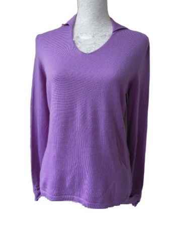 Gr. 40 PETER HAHN Pulli SCHURWOLLE violett hoher NP