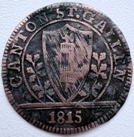 1 Batzen 1815 St. Gallen Schweiz – schöne Patina