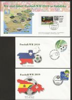 2010 Fussball WM Südafrika Folder mit Privatmarke + 2 Briefe