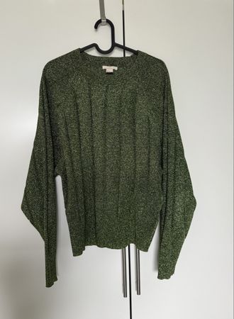H&M Glitzer Pullover, Olivgrün, Gr. M, wie neu!