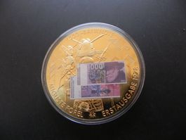 Grosse Medaille 1000 Franken Banknote Erstausgabe 1978