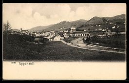AK Appenzell, Ortsansicht mit Viadukt und Kirche