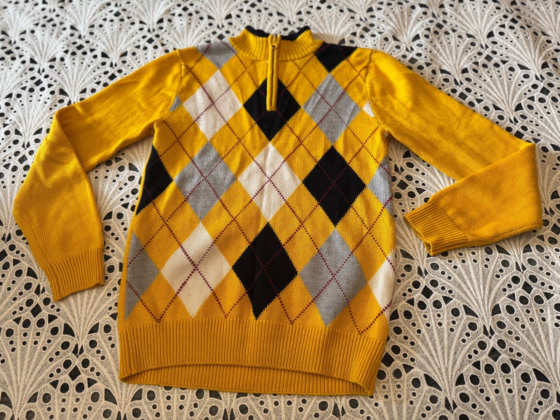 Pulls & Sweat-shirts: Vintage Strickpullover Gelb mit Argyle-Rautenmuster Gr S – D'occasion à Frenkendorf par Style365 6