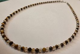 Halskette Citrin/Tigerauge facettiert 42,5cm / Ø 3mm