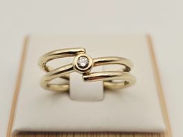 Gold Ring Brillant 14KT 585 Gold 0.05 ct  Gr 55